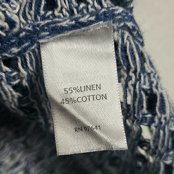 J. Jill Open-Knit Sweater Top Heathered Blue Linen Cotton Sustainable Hippy Boho - Picture 11 of 11